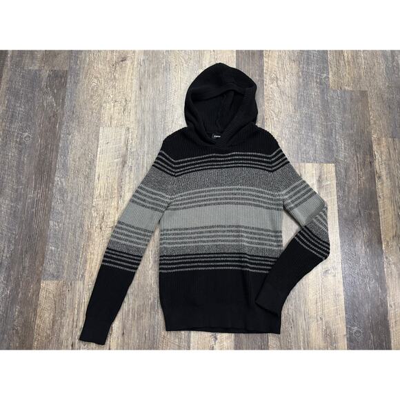 Express Men's Striped Knit Hoodie Sweater Size Small - Picture 1 of 6